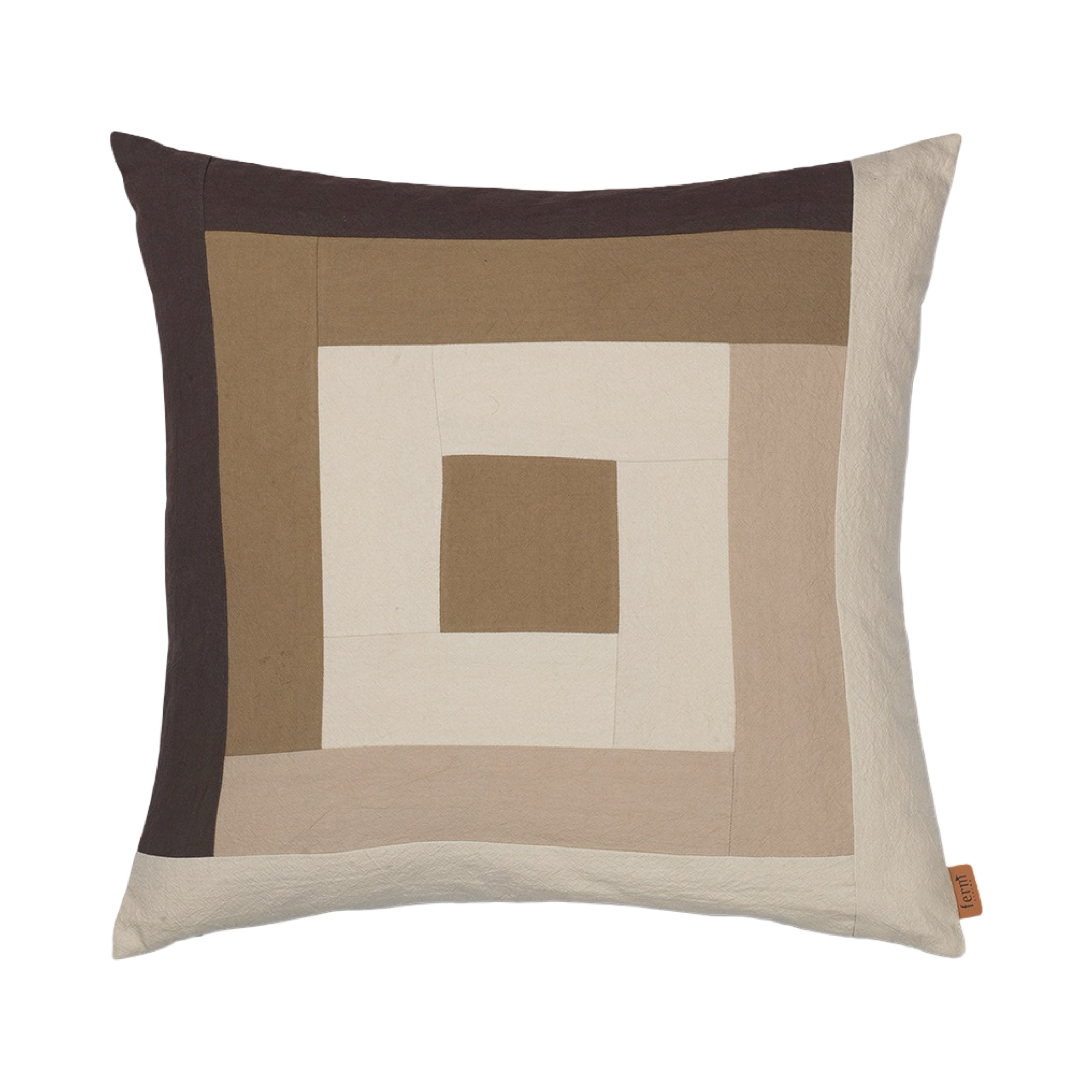 Ferm Living Border Patchwork Cushion - Coffee / Dark Sand
