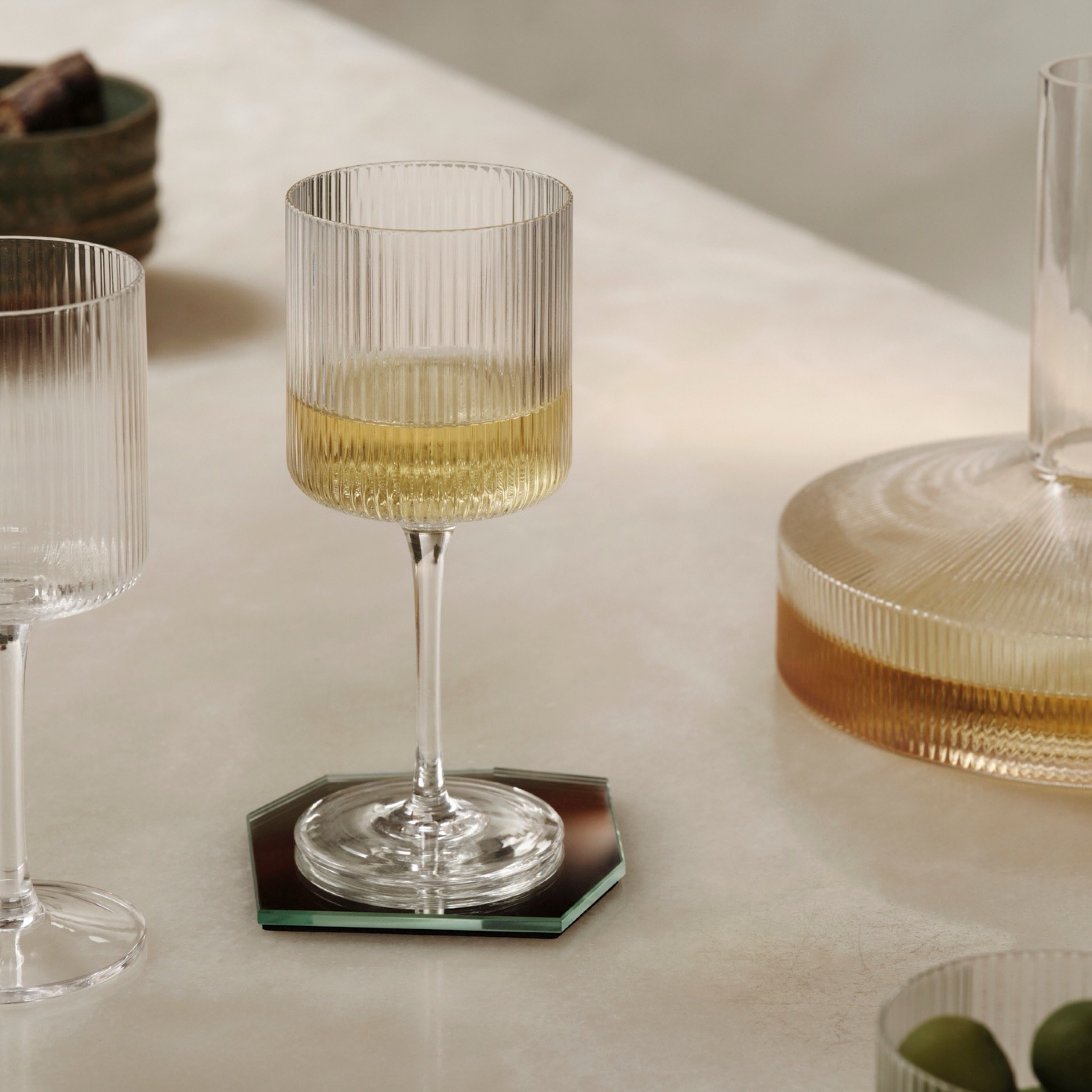 Ferm Living Ripple White Wine Glasses (set of 2) - Clear