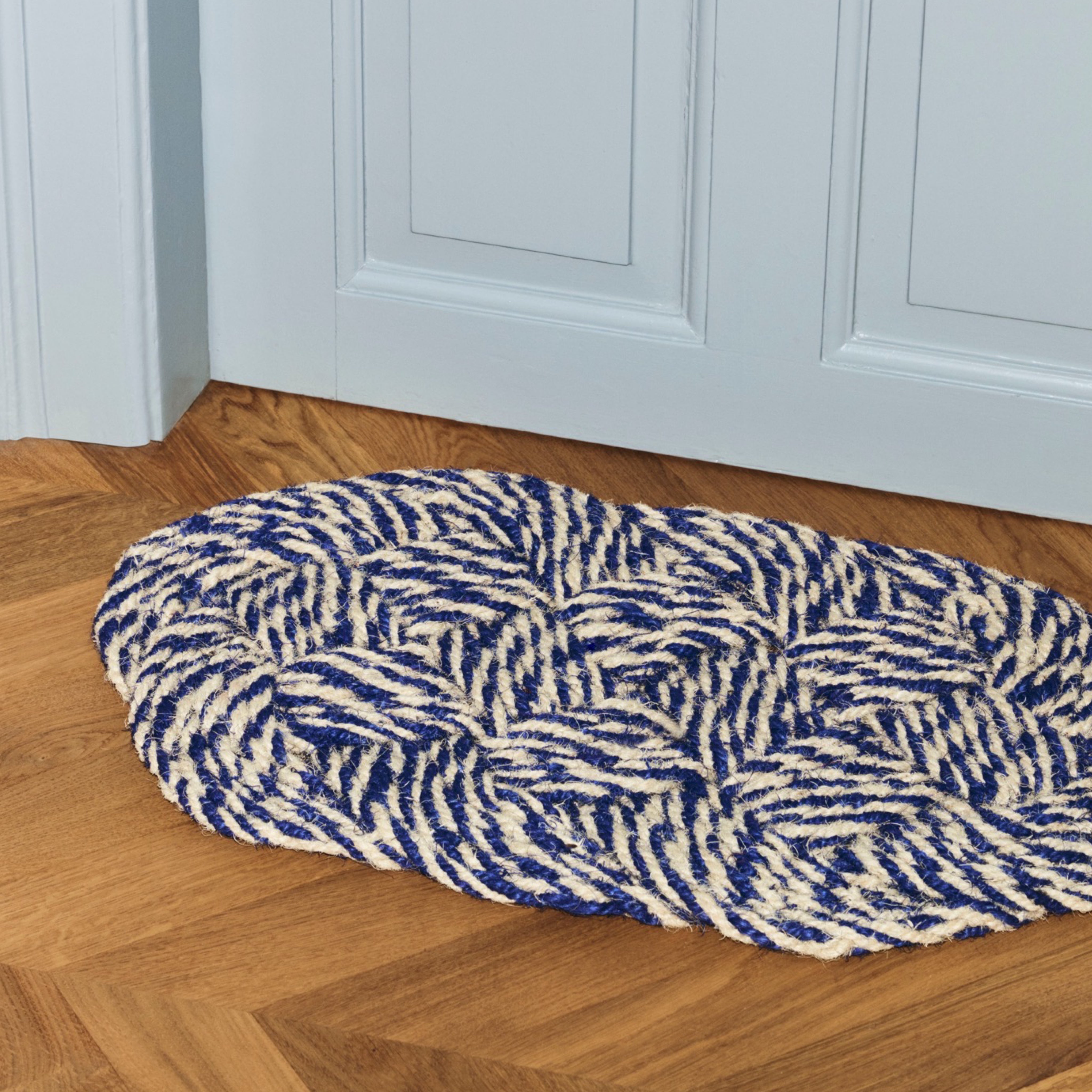 HAY Coco Door Mat Swirl - Blue & Off White