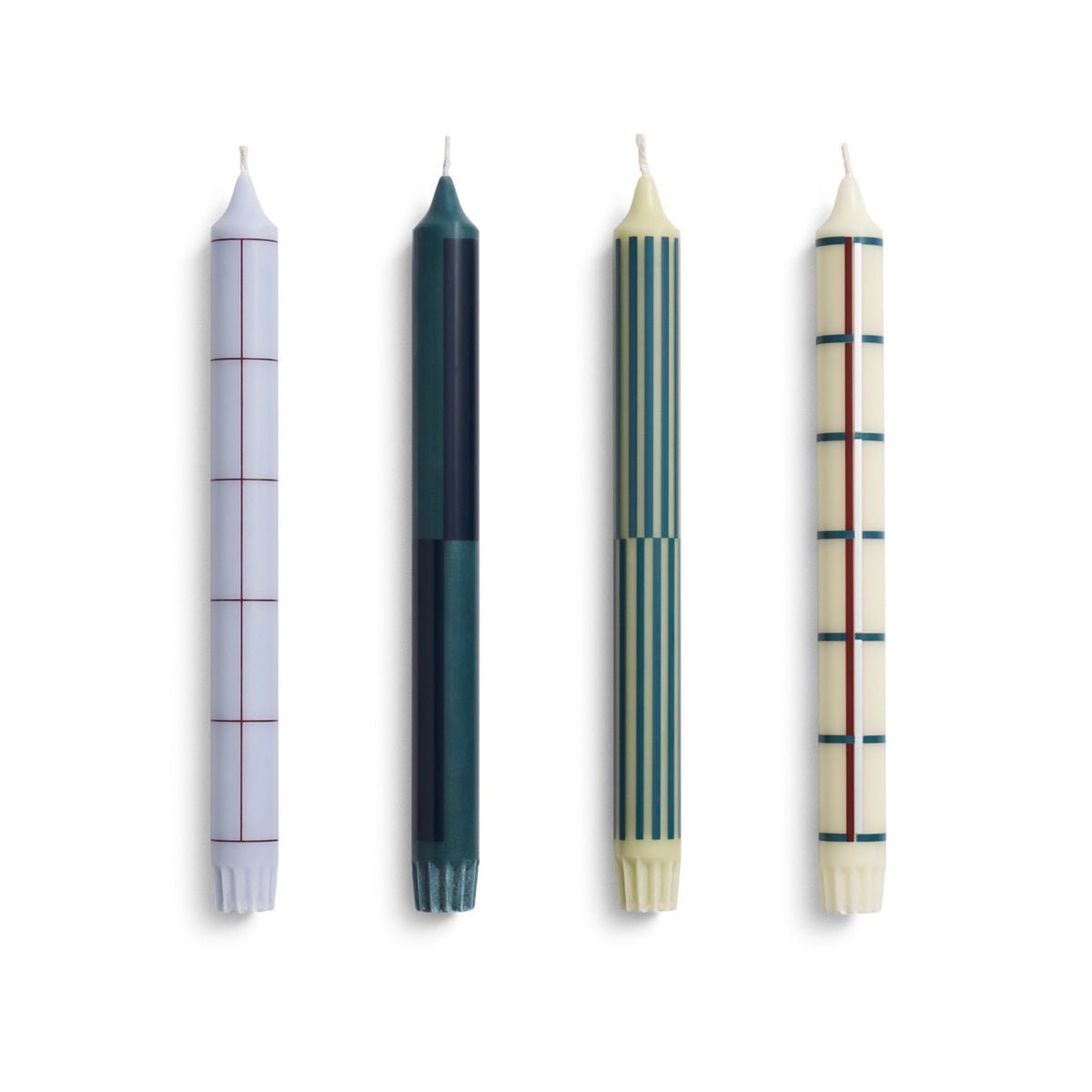 HAY Pattern Candle - Set of 4 - Green and Silver