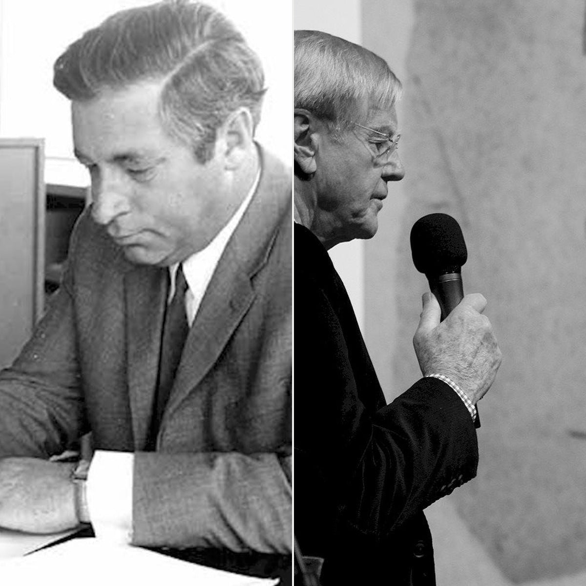 Archival portraits of Wim Rietveld and Friso Kramer, side by side