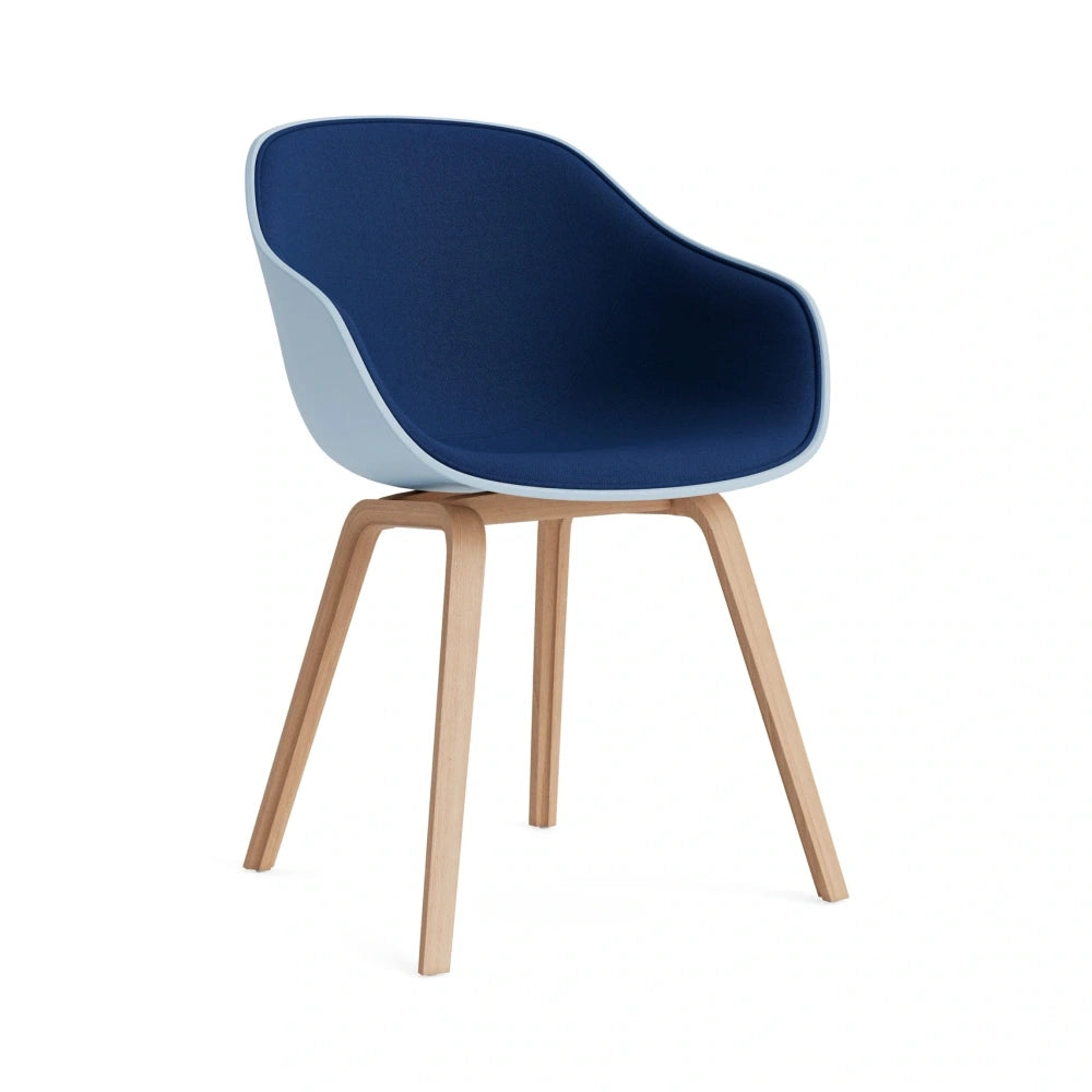 HAY AAC 222 front uph Vidar 722 – slate blue 2.0 shell – wb lacquered oak base