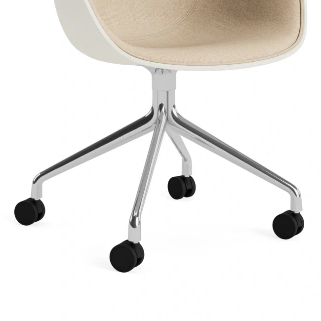 HAY AAC 224 front upholstered chair polished aluminium swivel base and castors