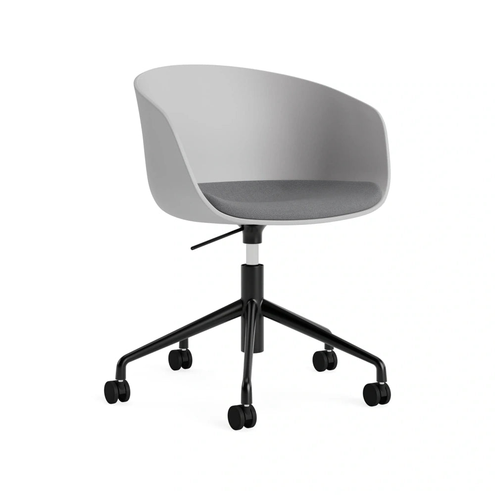 HAY AAC 52 concrete grey 2.0 shell – fixed seat Vidar 152 – black base