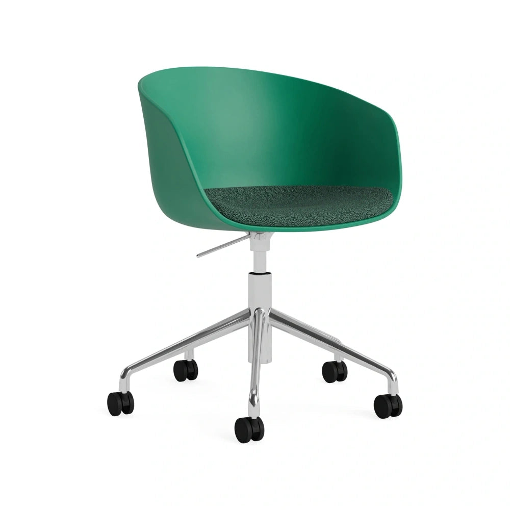 HAY AAC 52 teal green 2.0 shell – Fixed seat cushion Olavi by HAY 16 – alu base