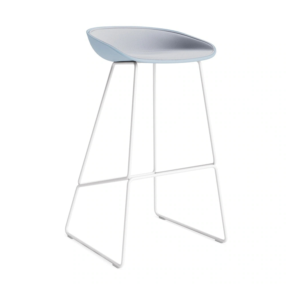 HAY AAS 38 High with Steelcut 120 front upholstery, slate blue shell and white steel base
