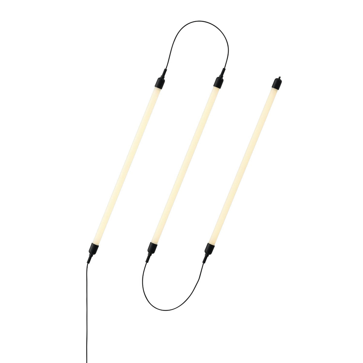 Muuto Fine Wall/Ceiling Lamp Configuration 1 in Black, illuminated manufacturer configuration studio image.
