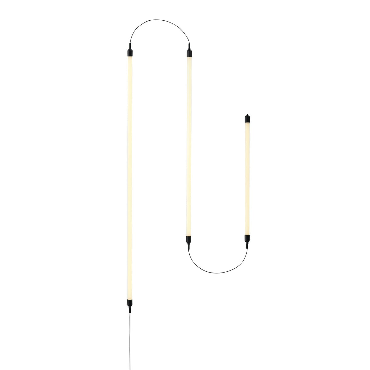 Muuto Fine Wall/Ceiling Lamp Configuration 6 in Black, illuminated manufacturer configuration studio image.