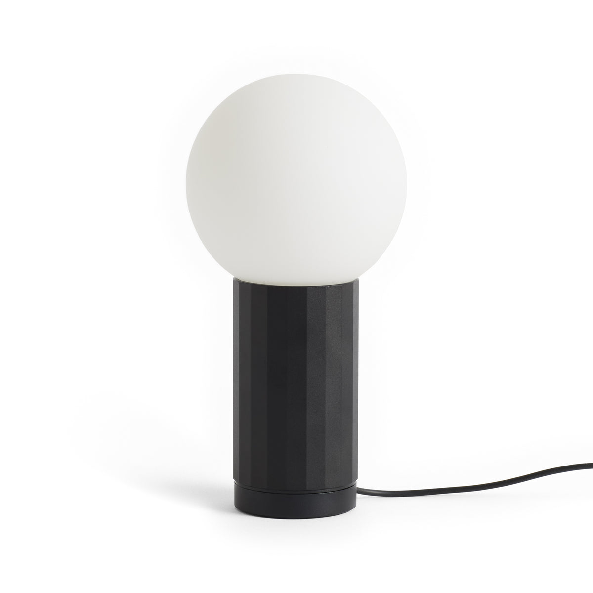 HAY Turn On Table Lamp in black with opal glass globe