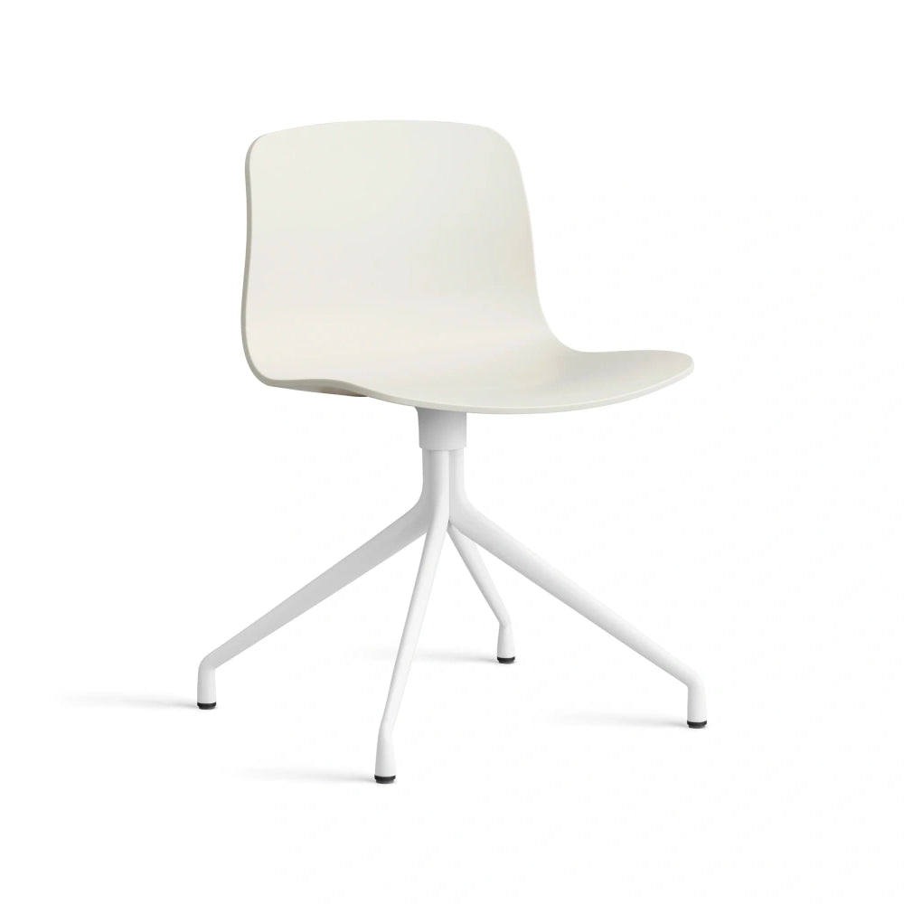 HAY AAC 10 bare shell in melange cream with white powder coated aluminium four-star swivel base