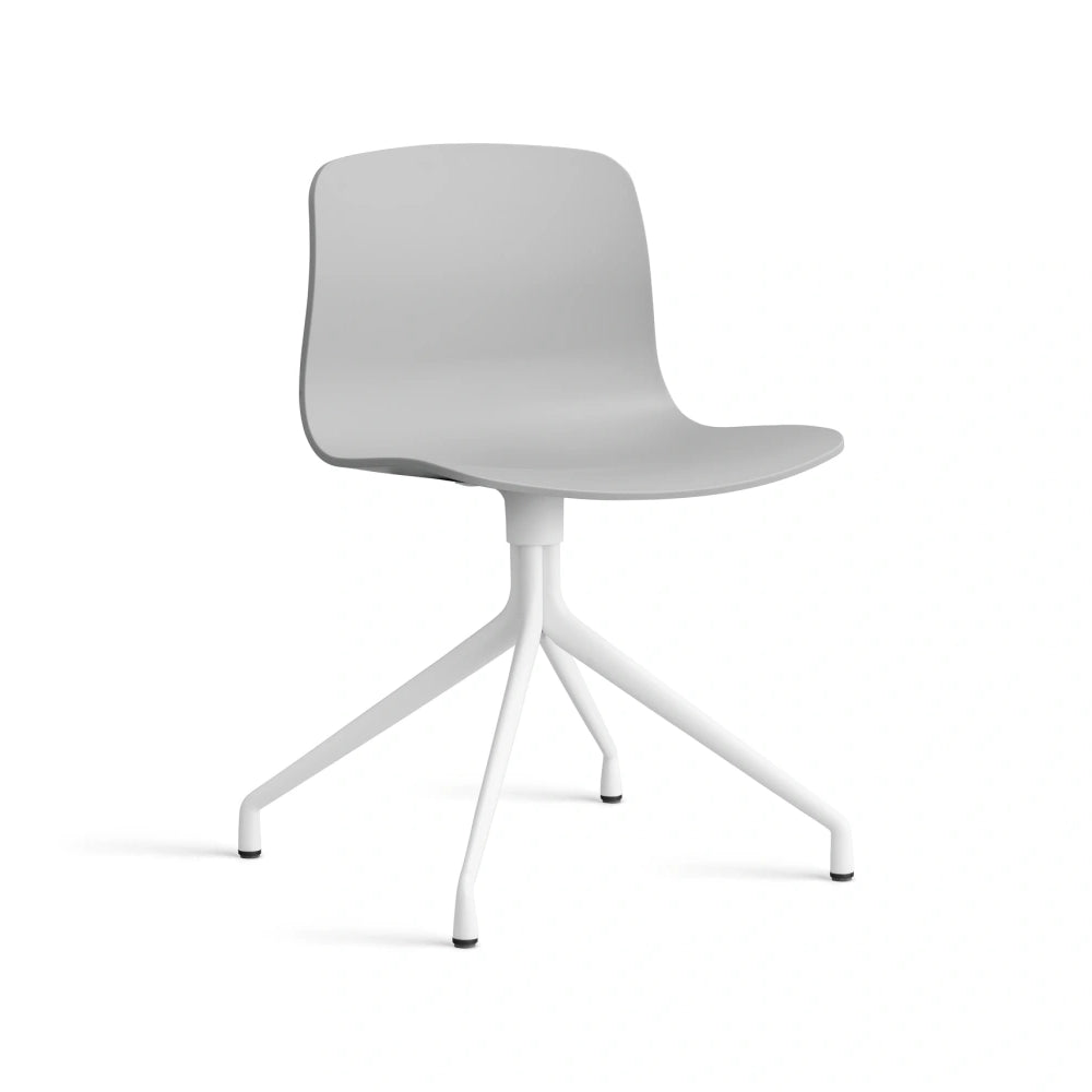 HAY AAC 10 bare shell in concrete grey with white powder coated aluminium four-star swivel base