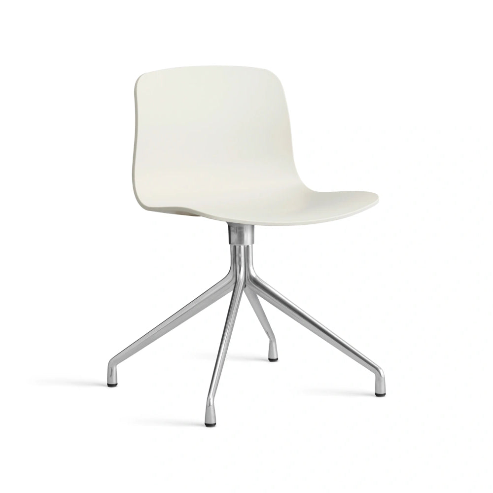 HAY AAC 10 bare shell in melange cream with polished aluminium four-star swivel base