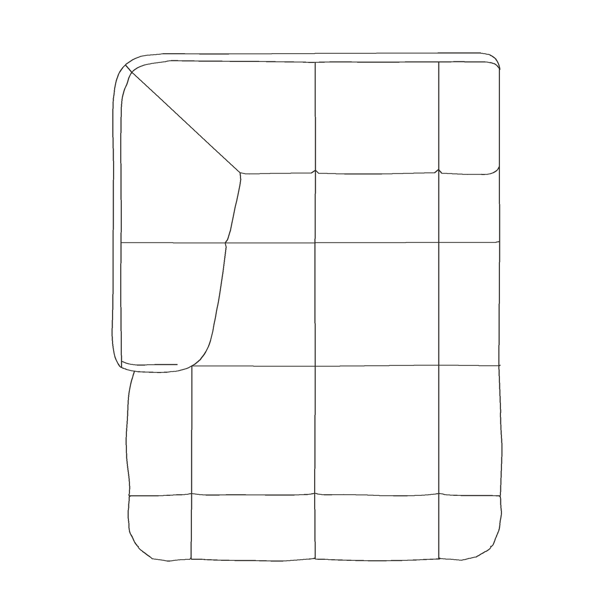 HAY Quilton Chaise longue left armrest (402), manufacturer shape drawing.