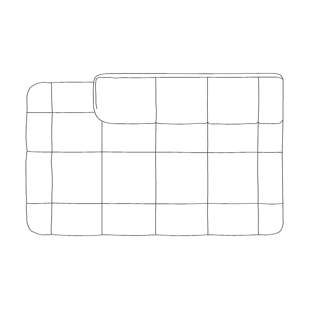 HAY Quilton Chaise longue right backrest (411), manufacturer shape drawing.