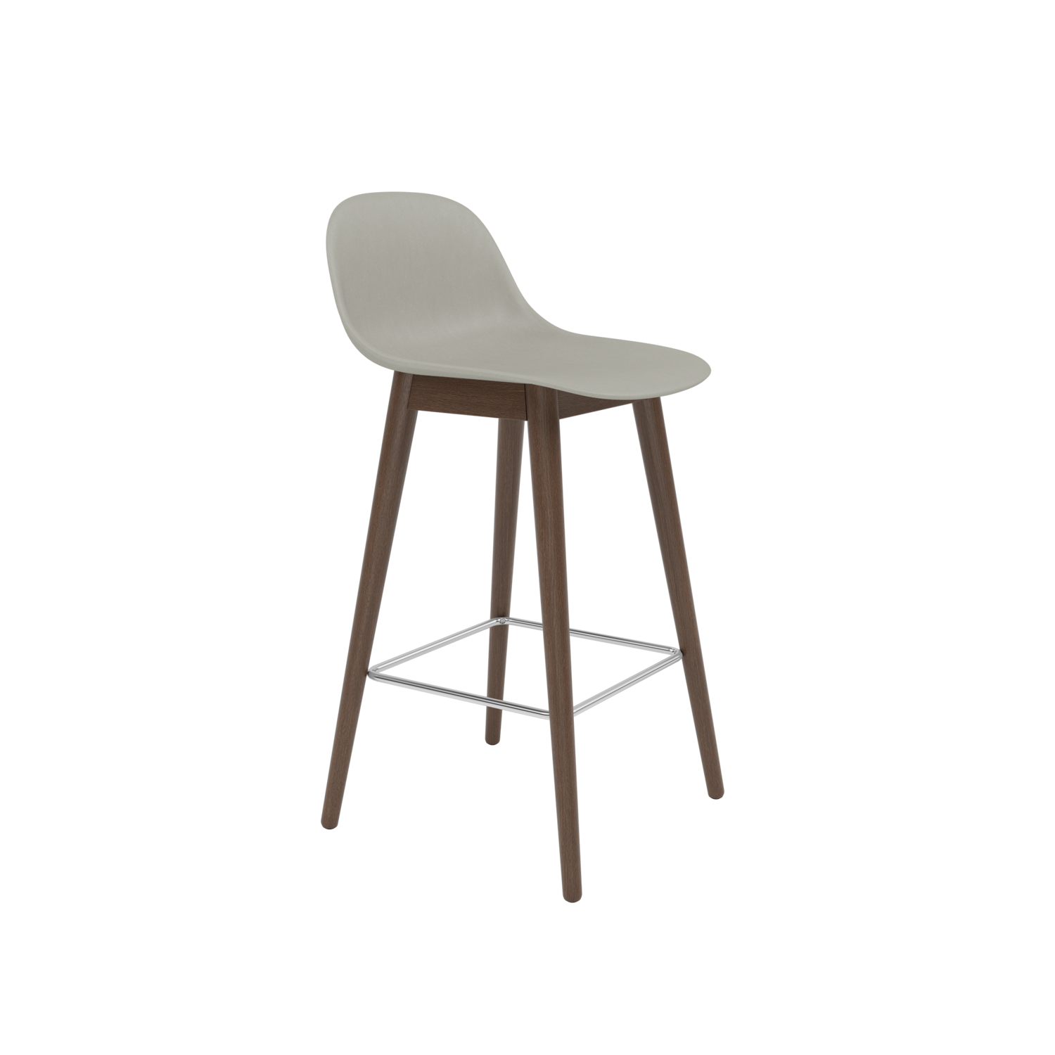 Muuto Fiber Counter & Bar Stool with Backrest - Wood Base - Recycled Plastic