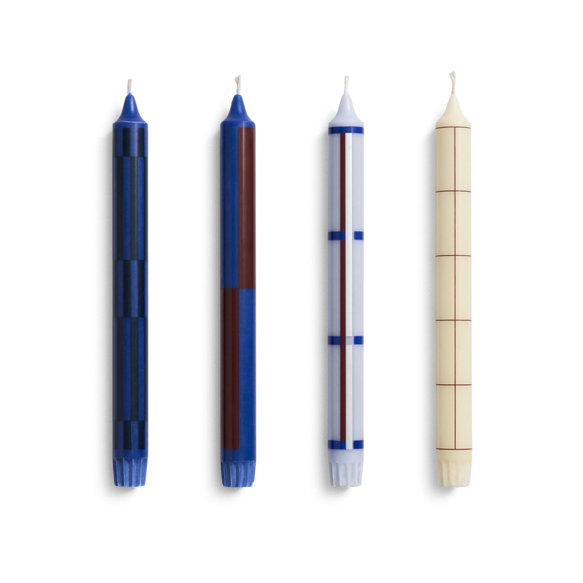 HAY Pattern Candle - Set of 4 - Blue and Silver