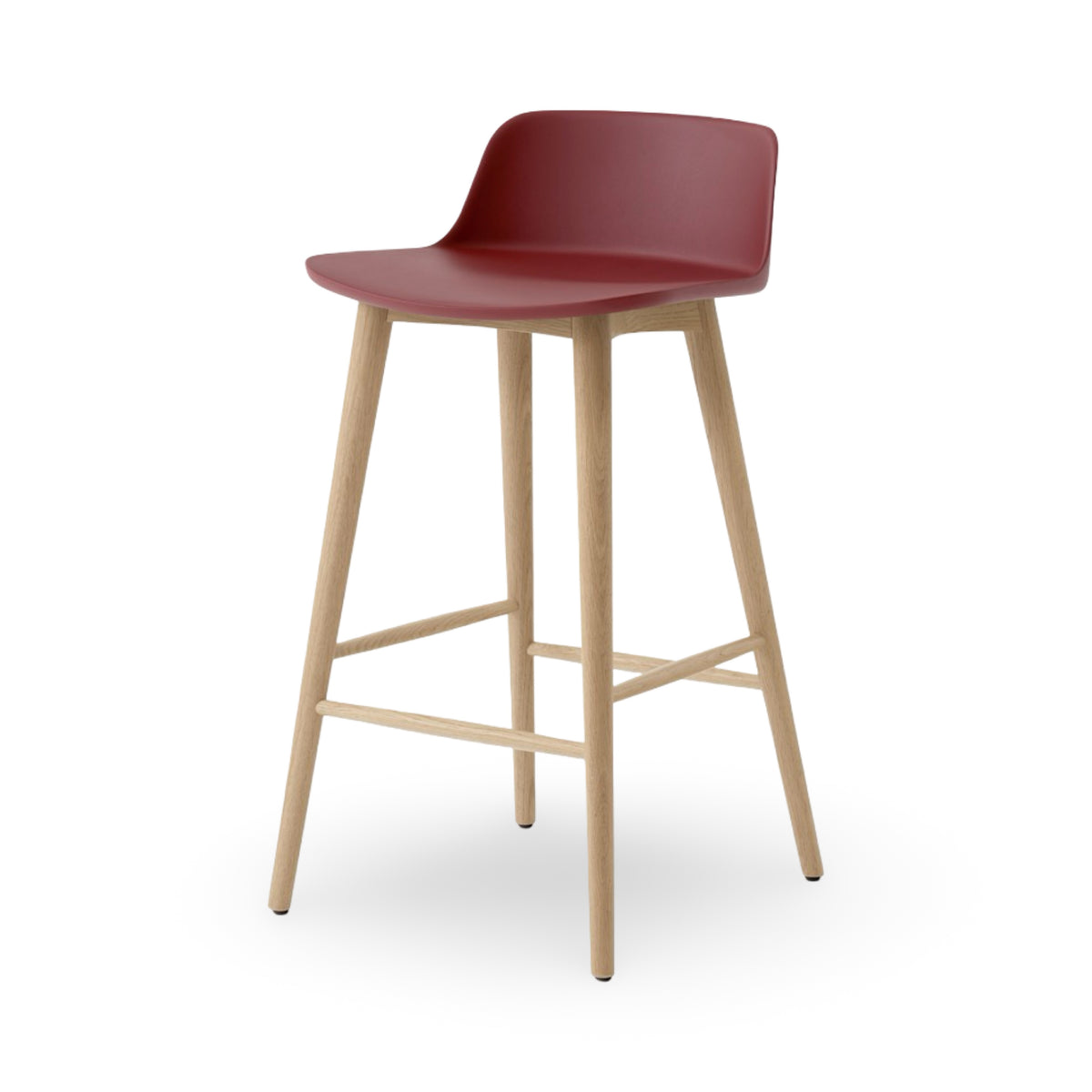 &Tradition Rely Counter Stool HW118 - Red Brown / Lacquered Oak
