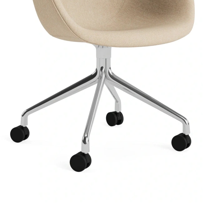 HAY AAC 225 polished aluminium swivel base and black castor detail