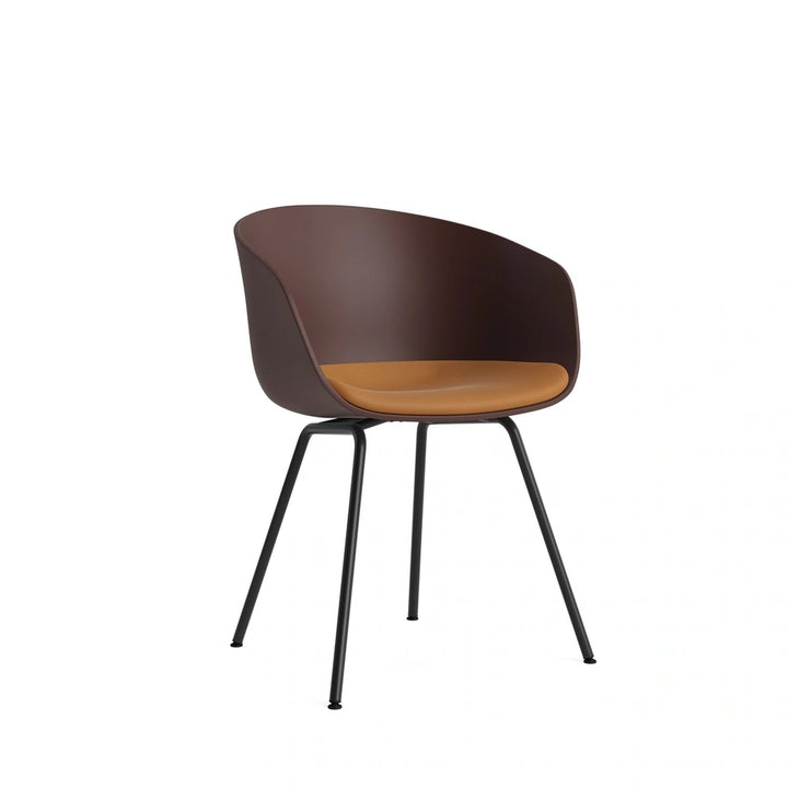HAY AAC 26 with seat upholstery in Sense Cognac, raisin shell and black steel base