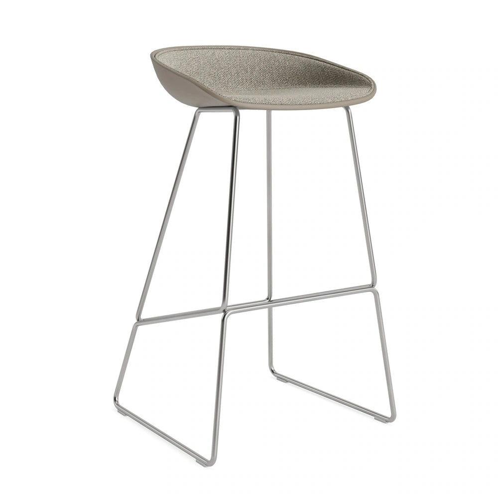 HAY AAS 38 High with Loft 200 front upholstery, khaki shell and stainless steel base