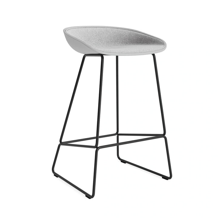 HAY AAS 38 H65 front upholstered in Divina Melange 120, concrete grey shell and black steel sled base