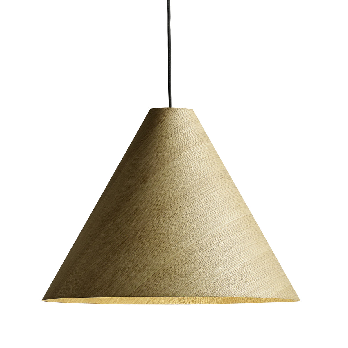 HAY 30 Degrees large shade in natural matt lacquered oak veneer, shown with a separate cord set sold separately