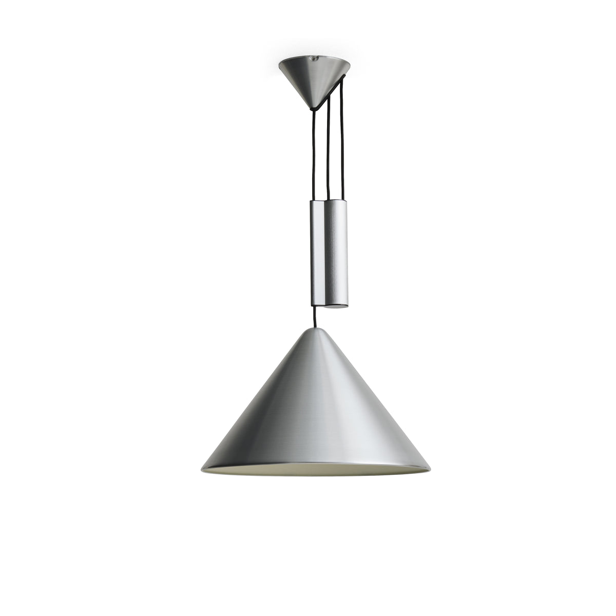 HAY Compass Adjustable Pendant 430 in brushed aluminium with counterweight