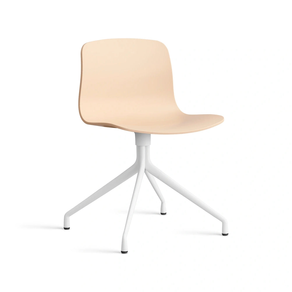 HAY AAC 10 bare shell in pale peach with white powder coated aluminium four-star swivel base