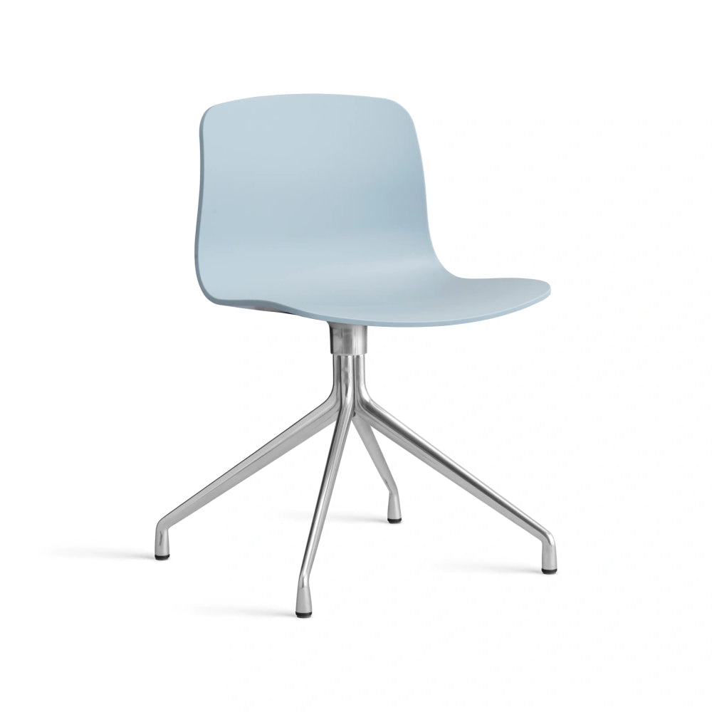 HAY AAC 10 bare shell in slate blue with polished aluminium four-star swivel base
