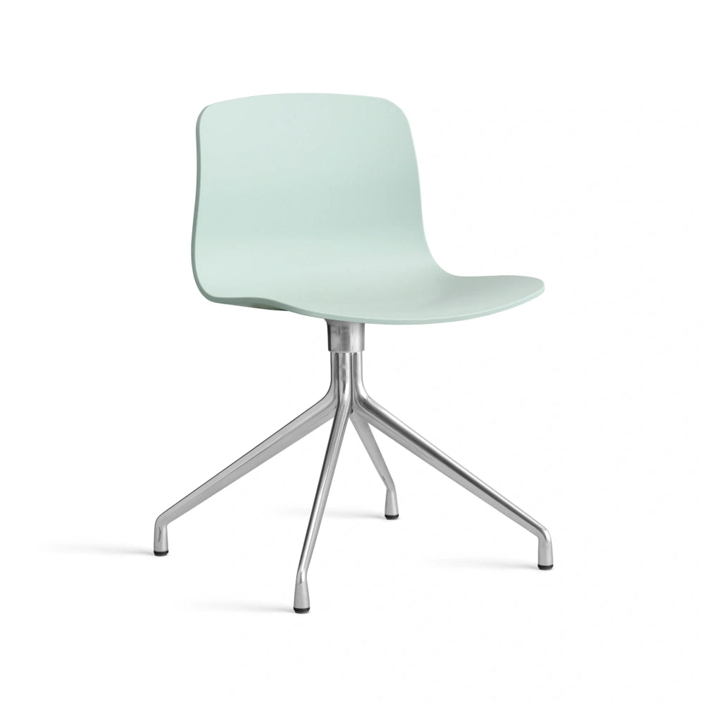 HAY AAC 10 bare shell in dusty mint with polished aluminium four-star swivel base