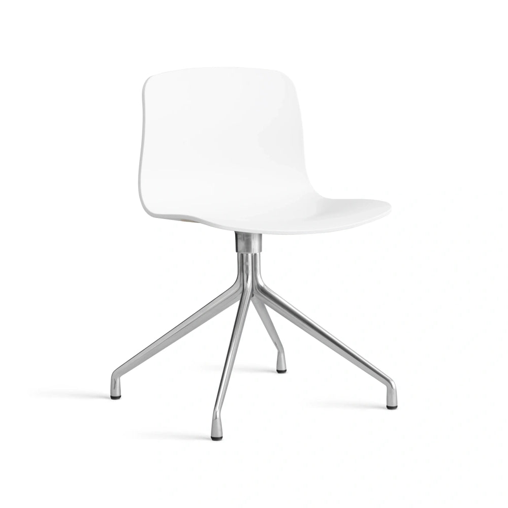 HAY AAC 10 bare shell in white with polished aluminium four-star swivel base