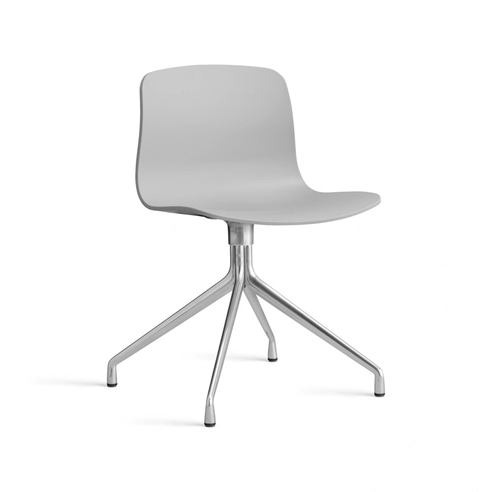 HAY AAC 10 bare shell in concrete grey with polished aluminium four-star swivel base