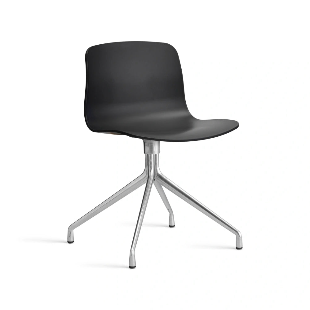 HAY AAC 10 bare shell in black with polished aluminium four-star swivel base