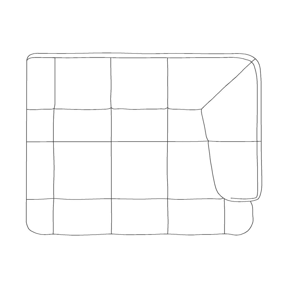 HAY Quilton Narrow right armrest (201), manufacturer shape drawing.