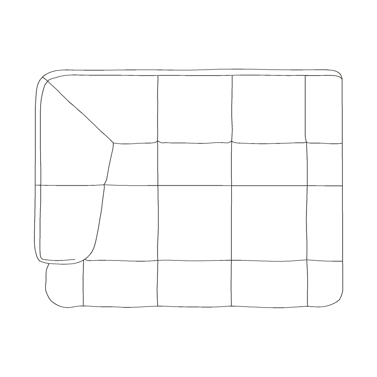 HAY Quilton Narrow left armrest (202), manufacturer shape drawing.