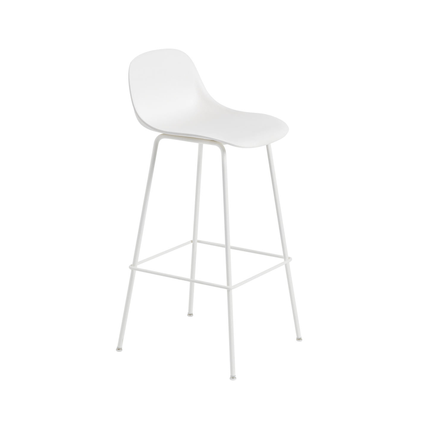 Muuto Fiber Counter & Bar Stool with Backrest - Tube Base - Recycled Plastic