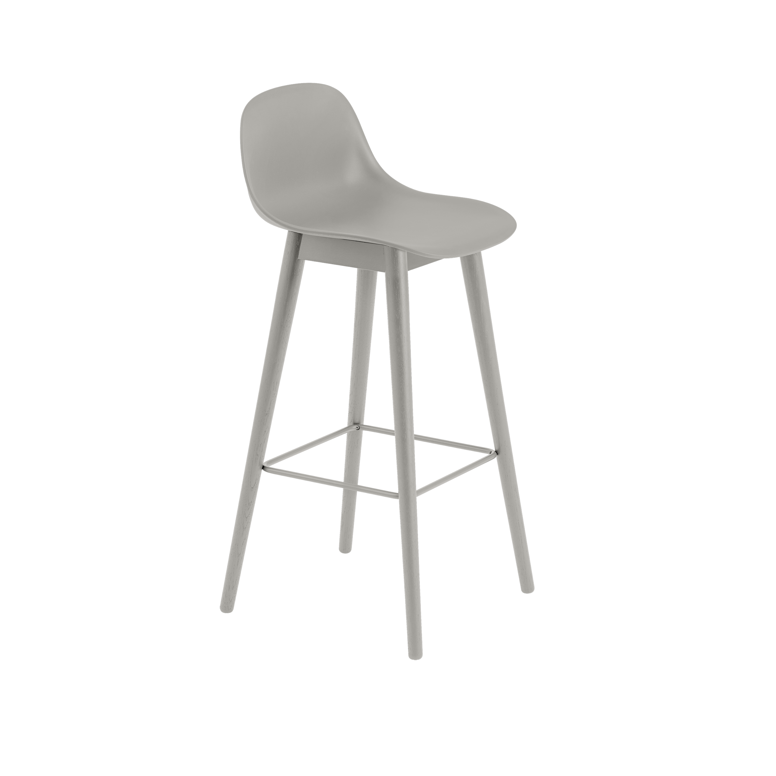 Muuto Fiber Counter & Bar Stool with Backrest - Wood Base - Recycled Plastic