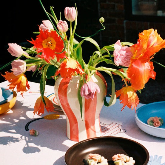 HAY Sobremesa Stripe Vase - Small / Red